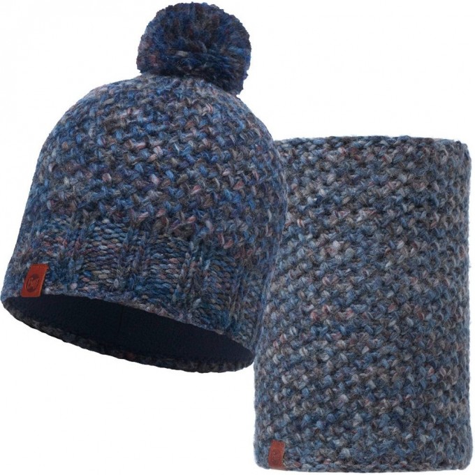 Комплект шапка шарф вязаный с флисом BUFF MARGO BLUE 11355270710.00113513.707.10.00